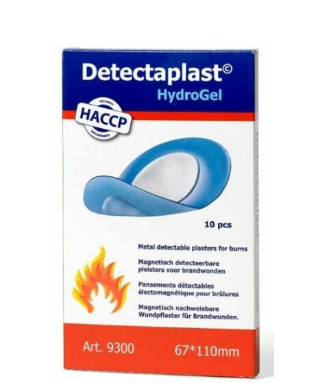 Detectaplast Premium blauwe hydrogel brandwonden pleister 67x110 mm (10 stuks)