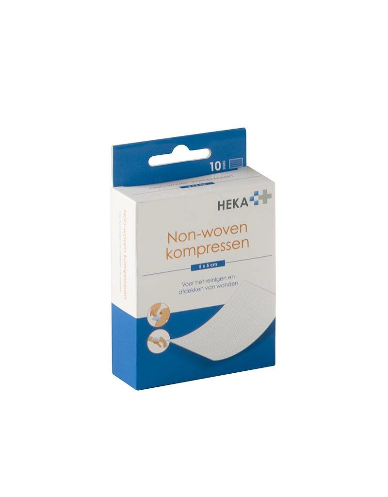 HEKA soft non-woven kompres - 5 x 5 cm steriel 8 lagen (Retailverpakking 10 Stuks)