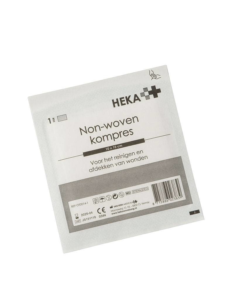 HEKA soft non-woven kompres - 10 x 10 cm steriel 4 lagen  (Retailverpakking 10 Stuks)