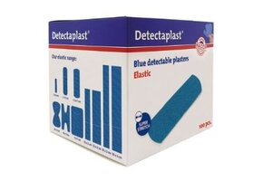 Detectaplast Elastic blauwe textiel pleisters, waterbestendig, 25 x 72 mm (100 stuks)