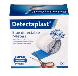 Detectaplast Elastic blauwe textiel pleister, op rol, 6 cm x 5 m