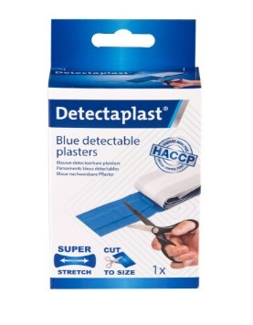 Detectaplast Elastic blauwe textiel pleister, op rol, 6 cm x 1 m