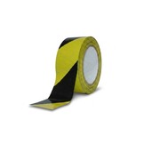 Afzetlint geel/zwart - 500 mtr. 7,5 cm. (35 micron)