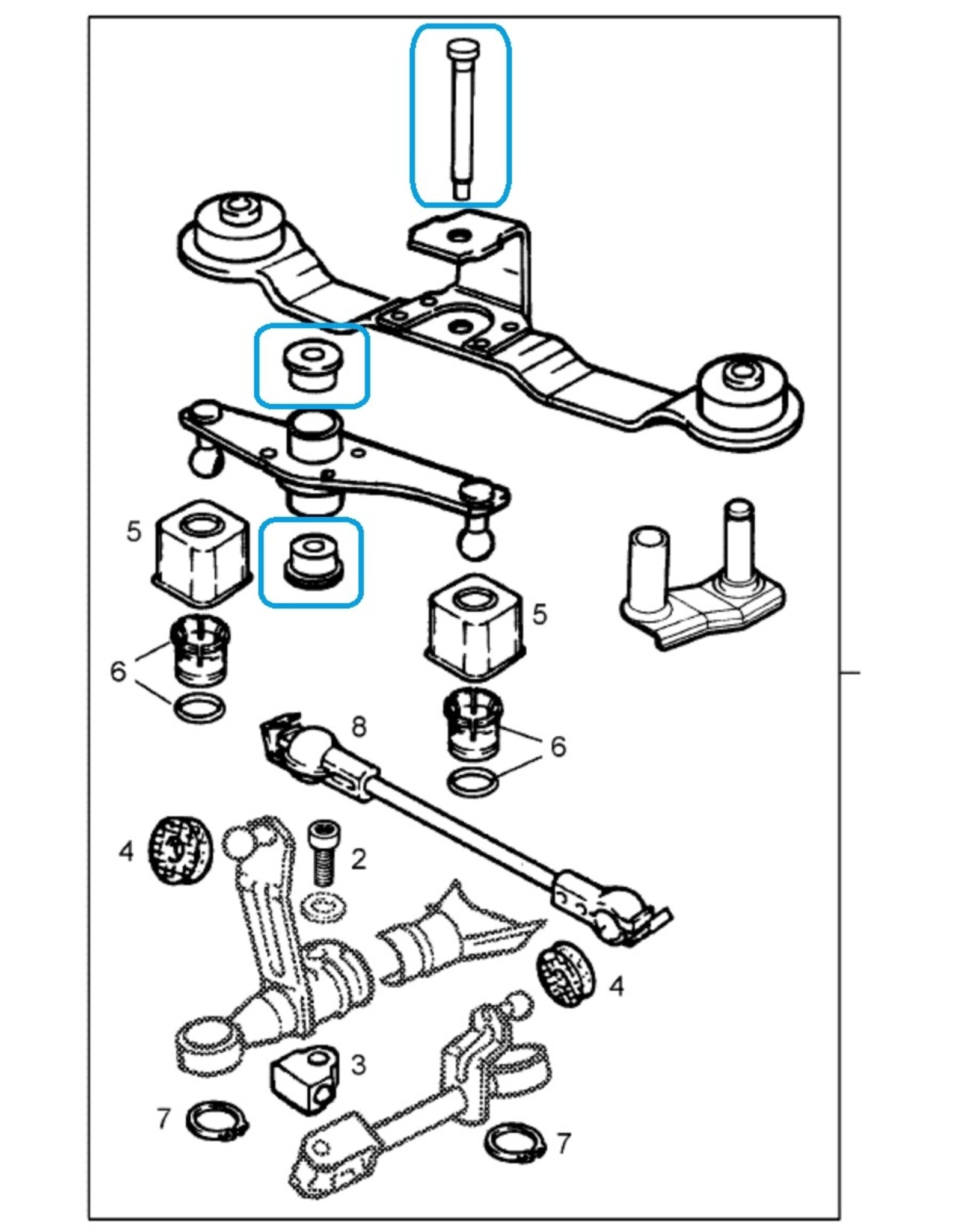 4H-TECH i-Shift bushing kit for the central pivit point