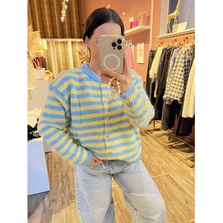 Gavi Vestjes stripe lina baby blue/geel