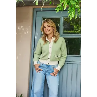 G-Maxx maisy knit jacket light moss/wool white