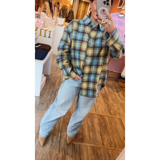 Gavi azzurro ruit blouse