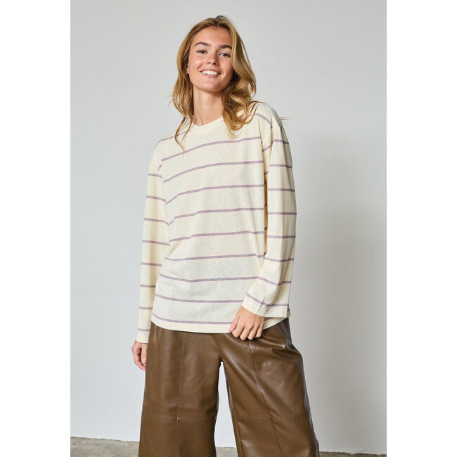 Sisterspoint  esther ls tee cream stripe