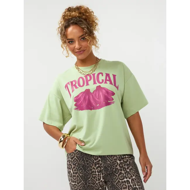 Ydence t-shirt tropcial soft green