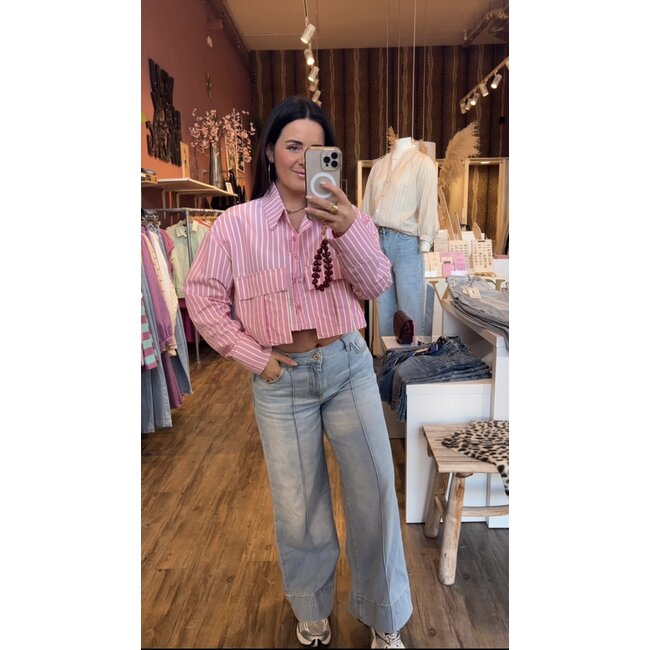Gavi Cropped blouse pink stripe