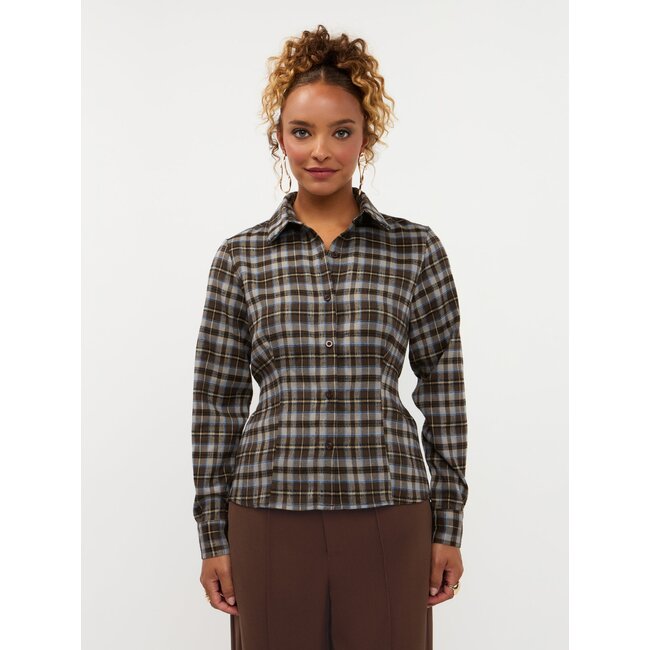 Ydence blouse tamila brown/blue check