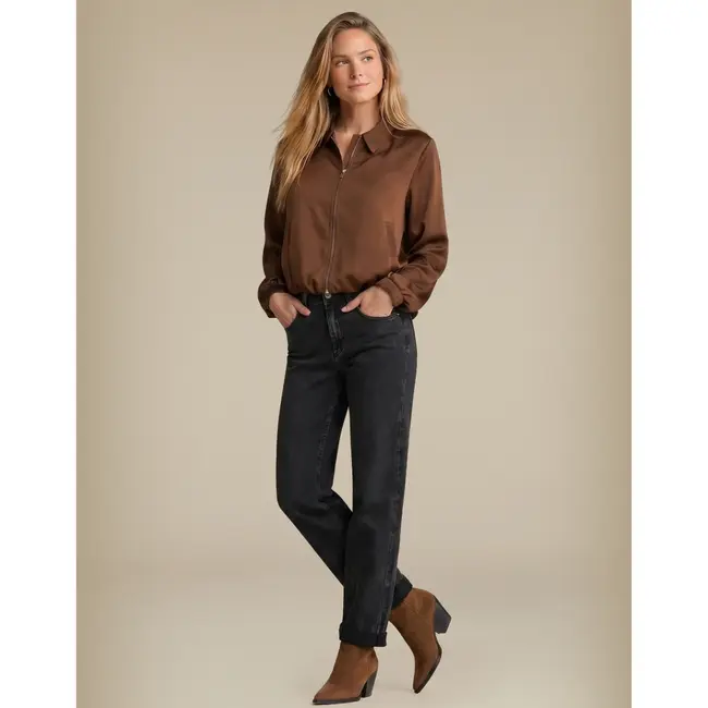 Red Button  caitlina side patch black denim