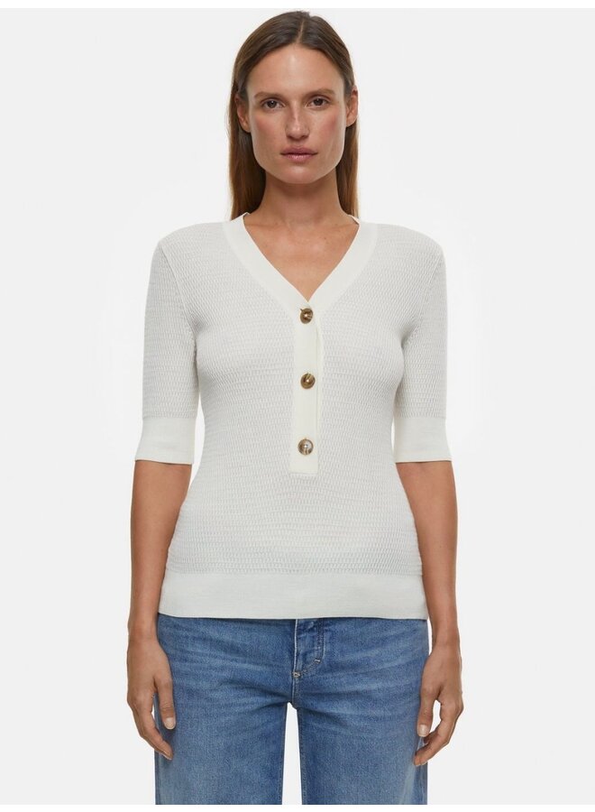 Closed v-neck top ivoor