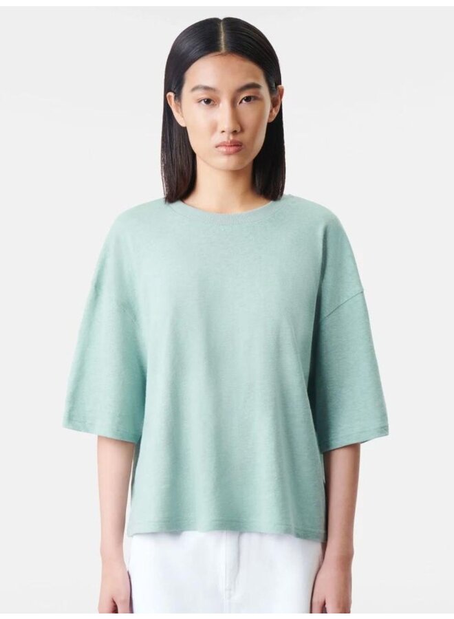 Drykorn t-shirt linnen-katoenmix groen