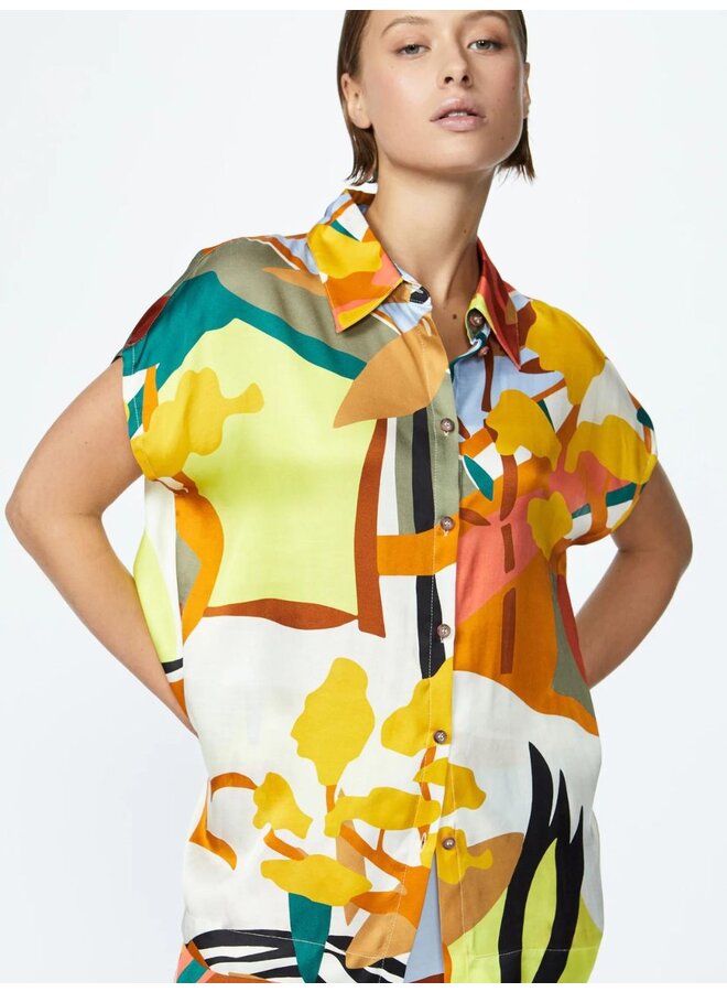Xandres blouse met landscape print