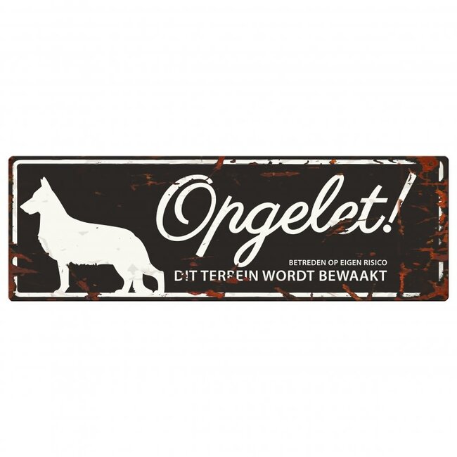 Waakbordje Warning Sign Zwart (diverse rassen)