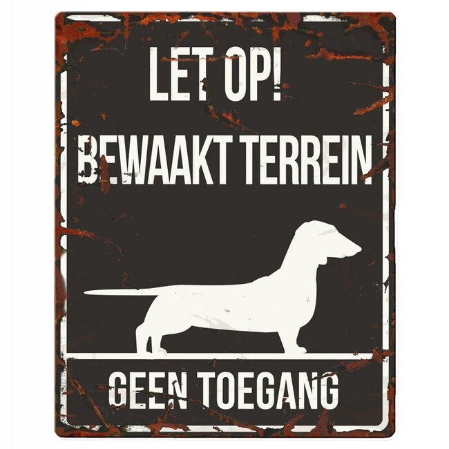Waakbordje Warning Sign Vierkant Zwart (diverse rassen)