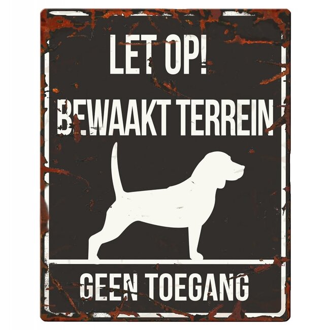 Waakbordje Warning Sign Vierkant Zwart (diverse rassen)