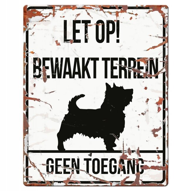 Waakbordje Warning Sign Vierkant Wit (diverse rassen)