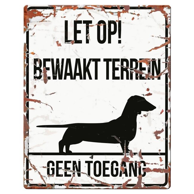 Waakbordje Warning Sign Vierkant Wit (diverse rassen)