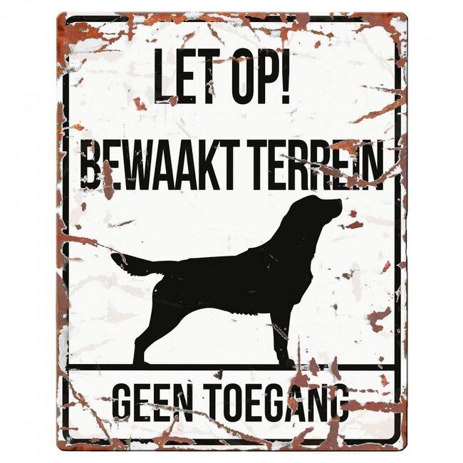 Waakbordje Warning Sign Vierkant Wit (diverse rassen)