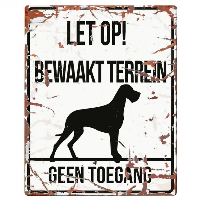 Waakbordje Warning Sign Vierkant Wit (diverse rassen)