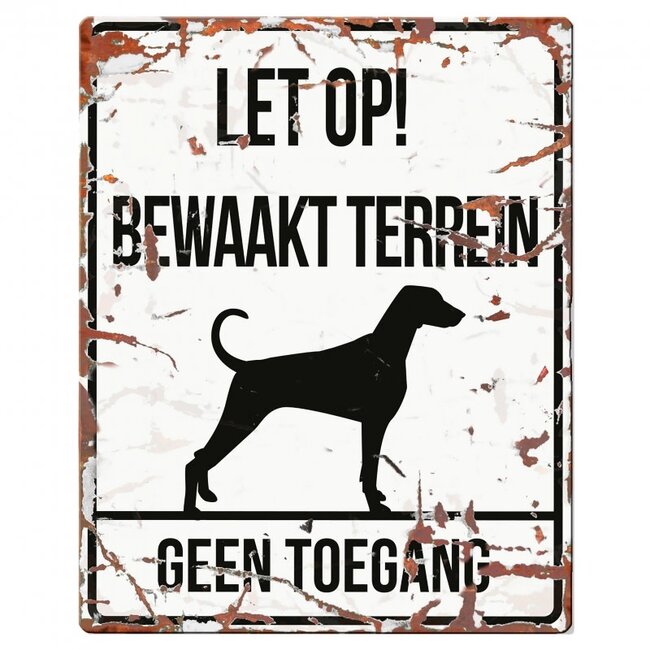 Waakbordje Warning Sign Vierkant Wit (diverse rassen)
