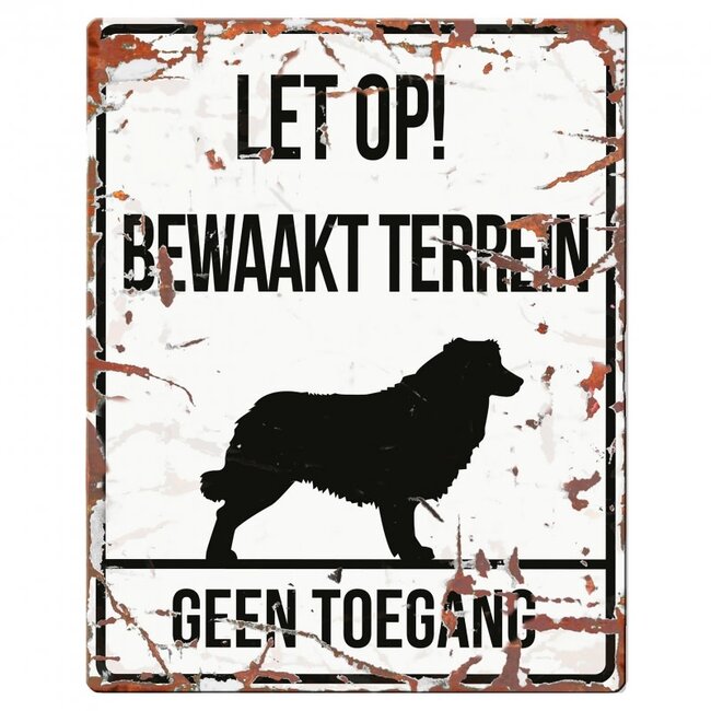 Waakbordje Warning Sign Vierkant Wit (diverse rassen)