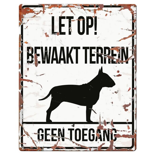 Waakbordje Warning Sign Vierkant Wit (diverse rassen)