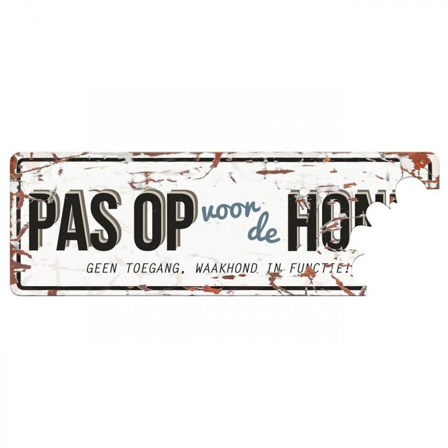 Waakbordje Warning Sign 'Beware of the Dog" Wit