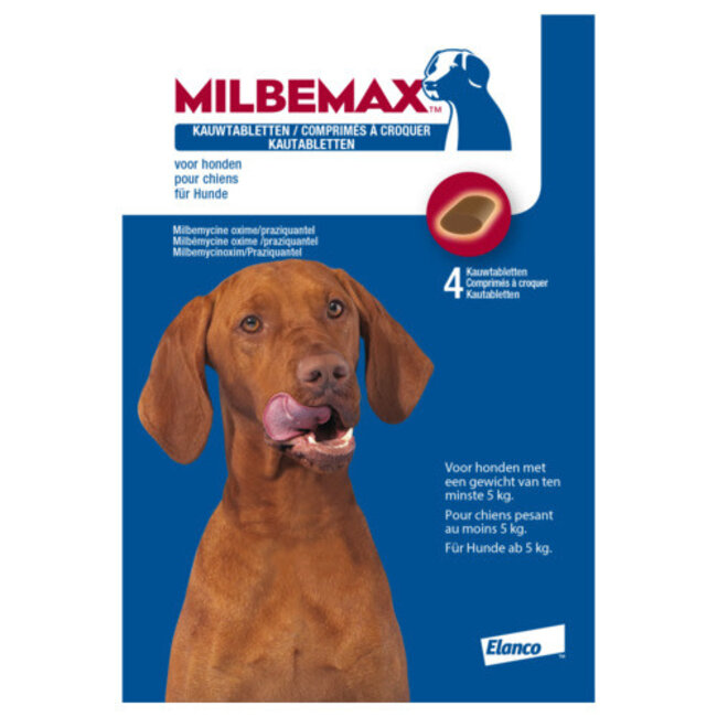 Milbemax Hond Kauwtablet (vanaf 5 KG) 4 tabletten