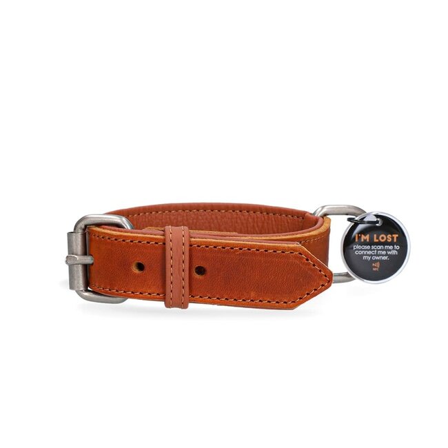 Spotted Pro Halsband Leer - Cognac