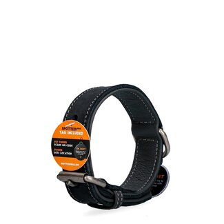 Spotted Pro Halsband Leer - Zwart