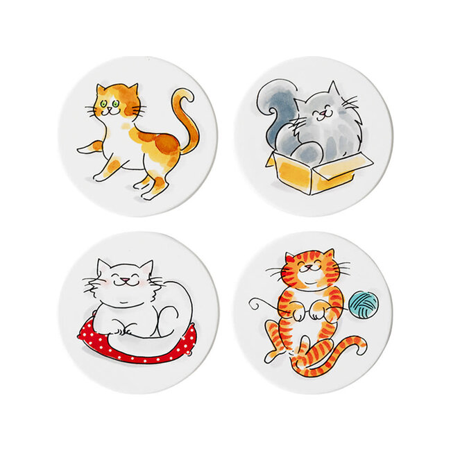 Blond Onderzetter set Kat 4ST