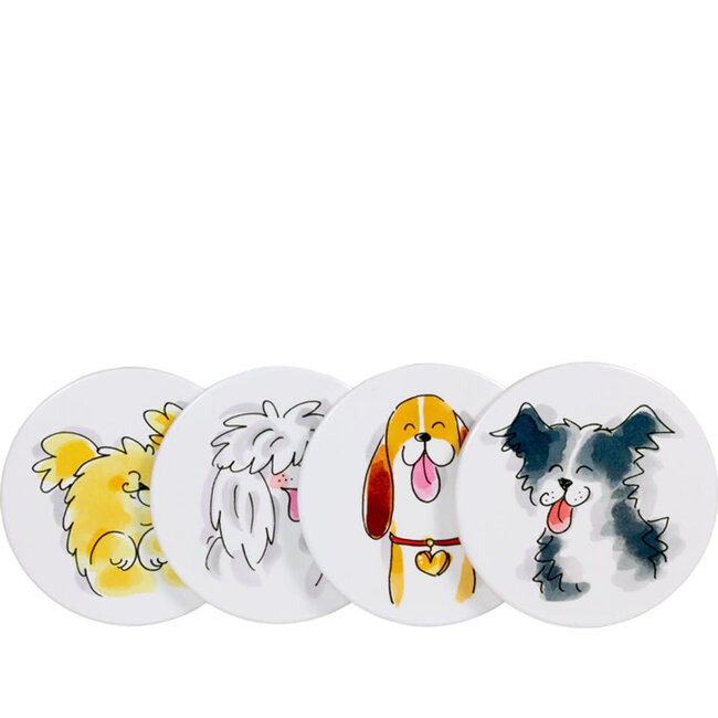 Blond Onderzetter set Hond 4 st