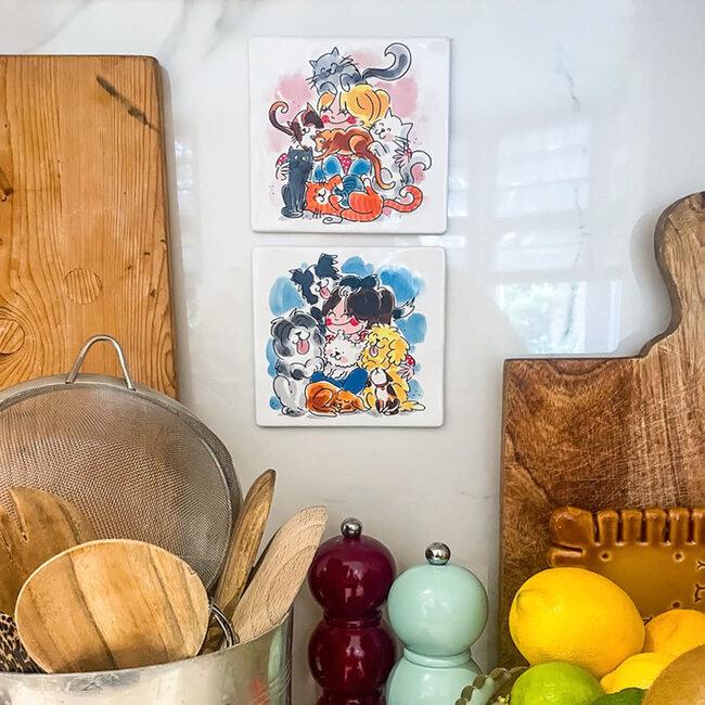 Blond Tegel Hond 13X13CM