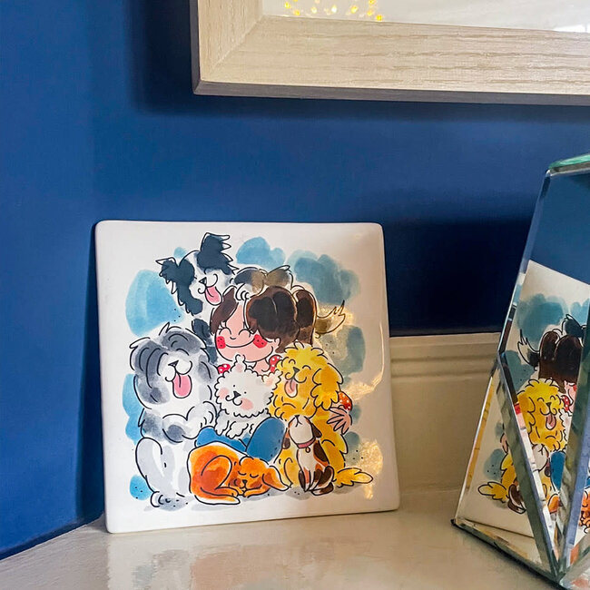 Blond Tegel Hond 13X13CM