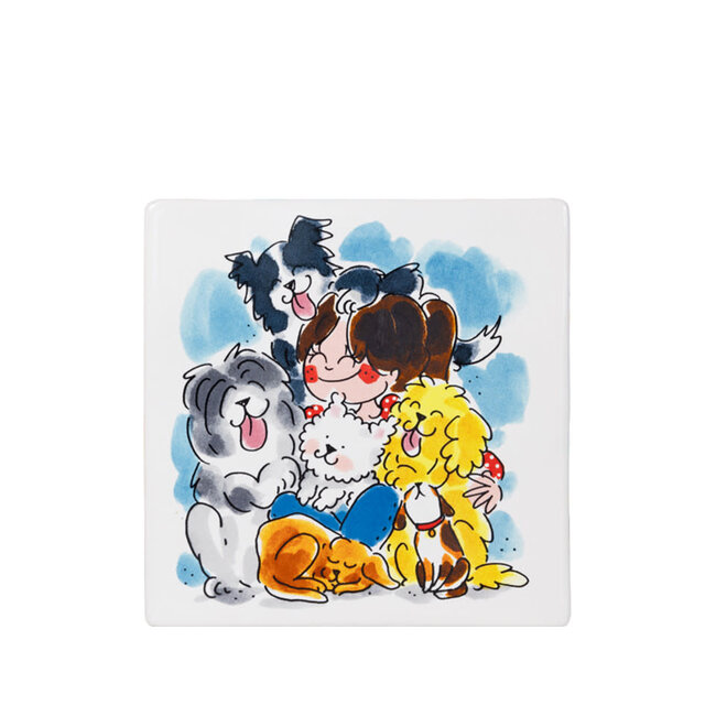 Blond Tegel Hond 13X13CM