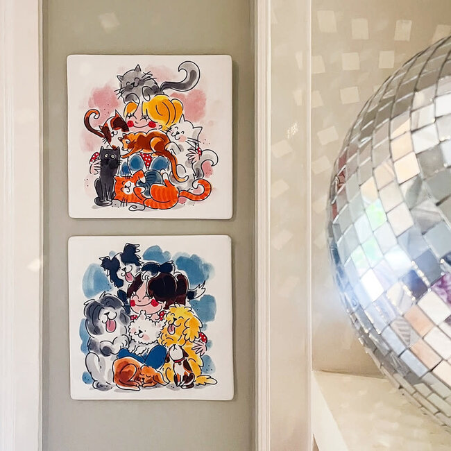 Blond Tegeltje Kat 13x13cm