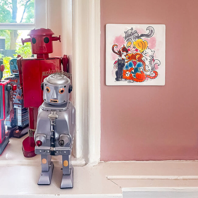 Blond Tegeltje Kat 13x13cm