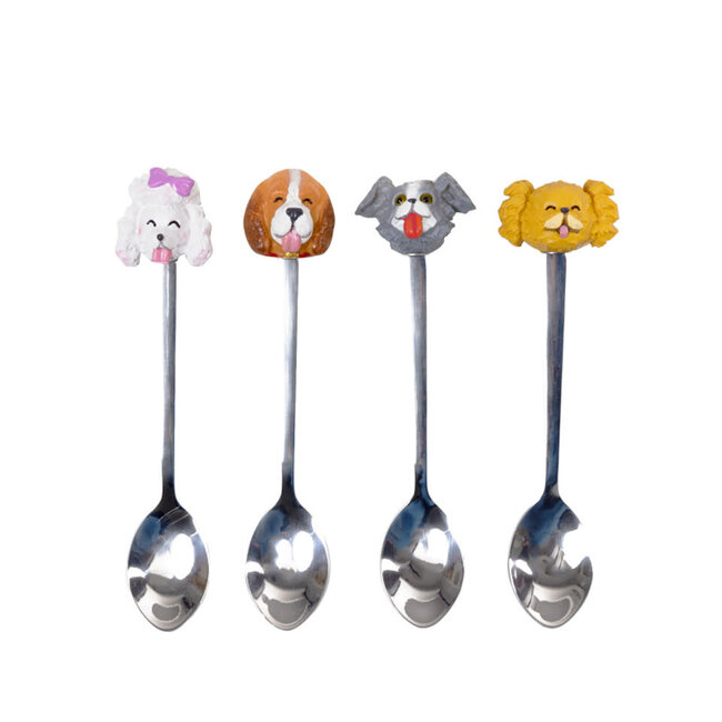 Blond Theelepel Set Hond 4ST