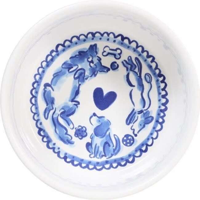 Blond Voerbak Delftsblauw Hond 15,5 cm