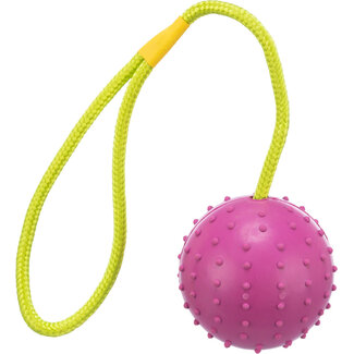 Trixie Bal aan Touw Natuurrubber Limoen-Pink 7 cm