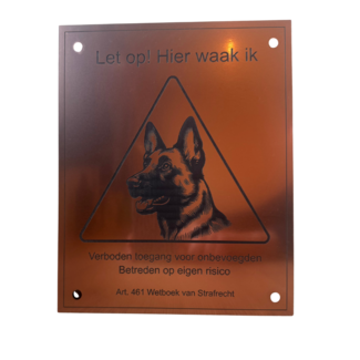 Smulders Paws & Prints Waakbordje Brushed Copper 20x25cm