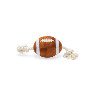 Beeeztees BZ Pluche Rugbybal met touw Bruin