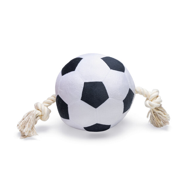 BZ Pluche voetbal Touw ZWT/WIT 36