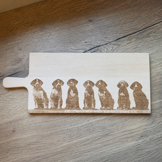 Smulders Paws & Prints Houten borrelplank met puppy nestje - 50 x 20cm