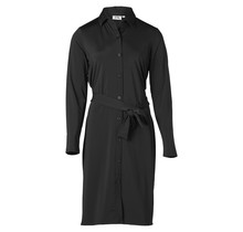 Dames jurk travelstof met sierknopen - zwart *