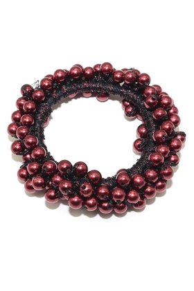 Scrunchie/haarelastiek met bordeaux parels *