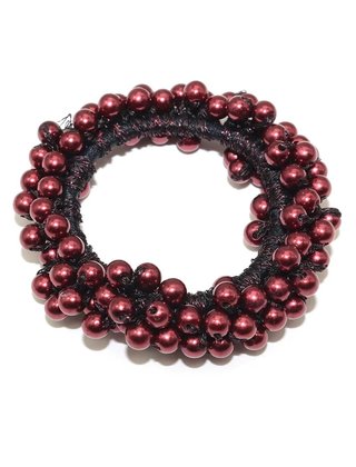Scrunchie/haarelastiek met bordeaux parels *